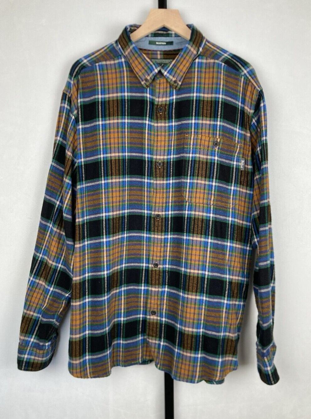 Woolrich Men's Cotton Flannel Button Down Shirt XXL Colorful Plaid Cabincore